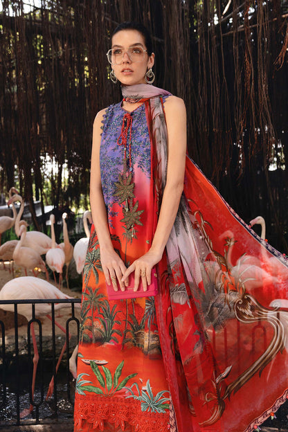 Red Long Shirt with Pants - Maria B | M Prints Eid'26 | MPT-2907-B - Ladies Clothes - Maria Faisal