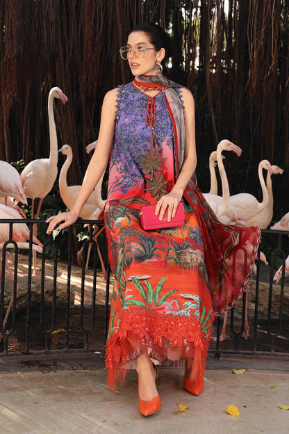 Red Long Shirt with Pants - Maria B | M Prints Eid'26 | MPT-2907-B - Ladies Clothes - Maria Faisal