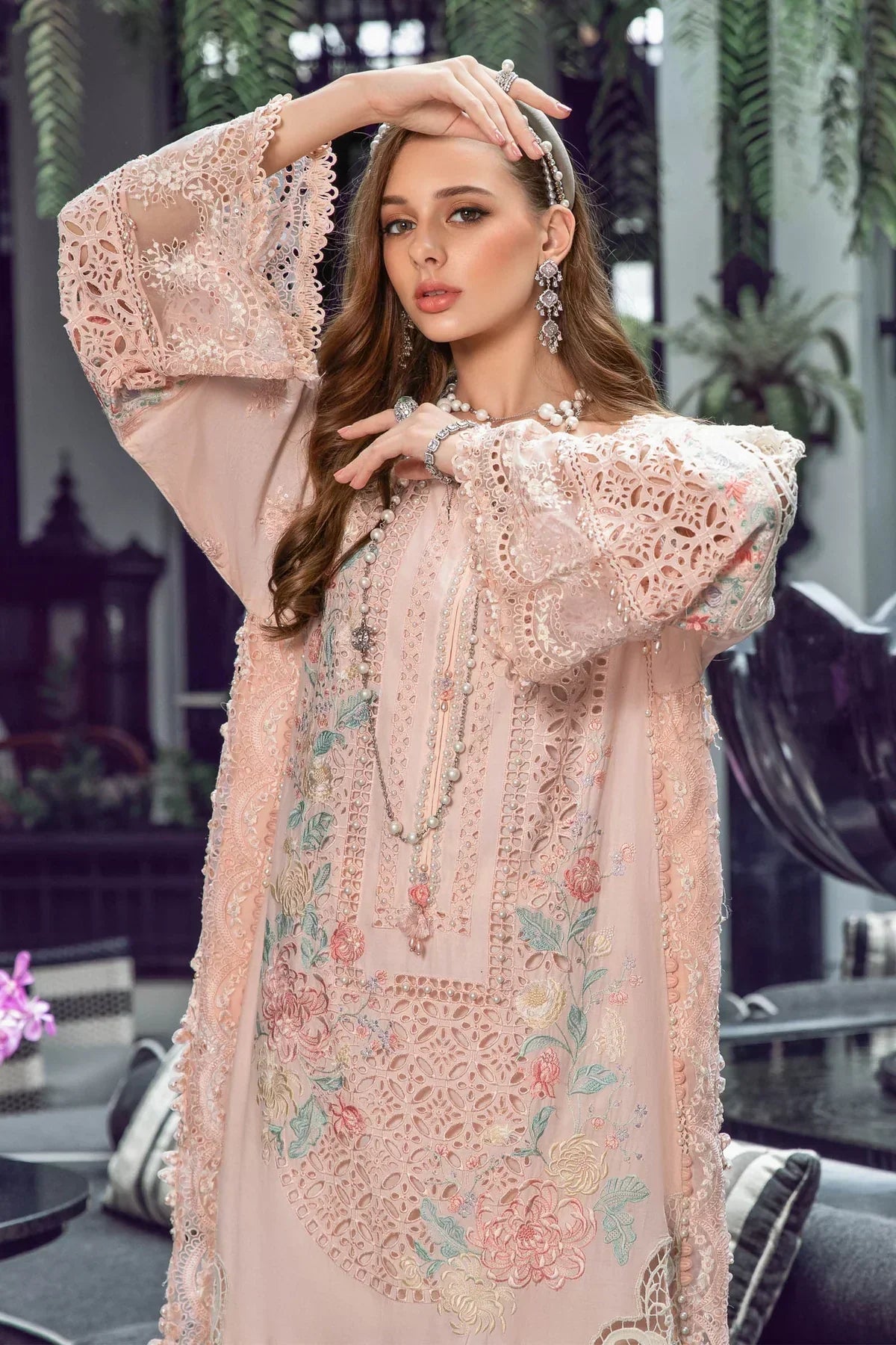 Maria B | Luxury Lawn | EL-23-07-Peach - Ladies Clothes - Maria Faisal