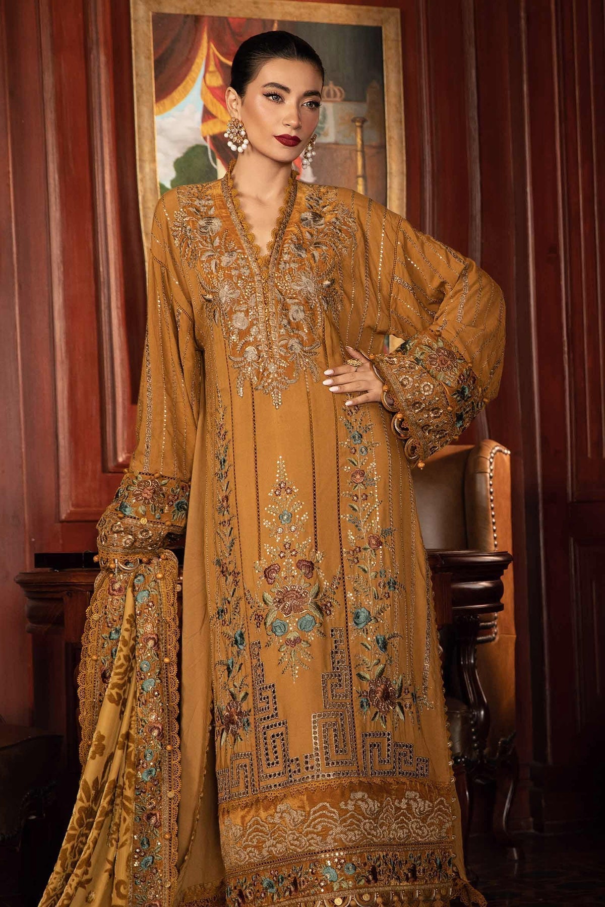 Maria B | Winter Luxe 24 | Velvet DL-1207 - Ladies Clothes - Maria Faisal