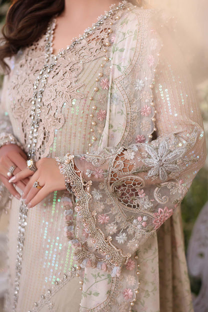 Maria b | Chiffon Formals 26 | MPC-26-107-Ivory Beige - Formal Dress - available at Maria Faisal in UK and USA.