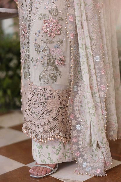 Maria b | Chiffon Formals 26 | MPC-26-107-Ivory Beige - Formal Dress - available at Maria Faisal in UK and USA.