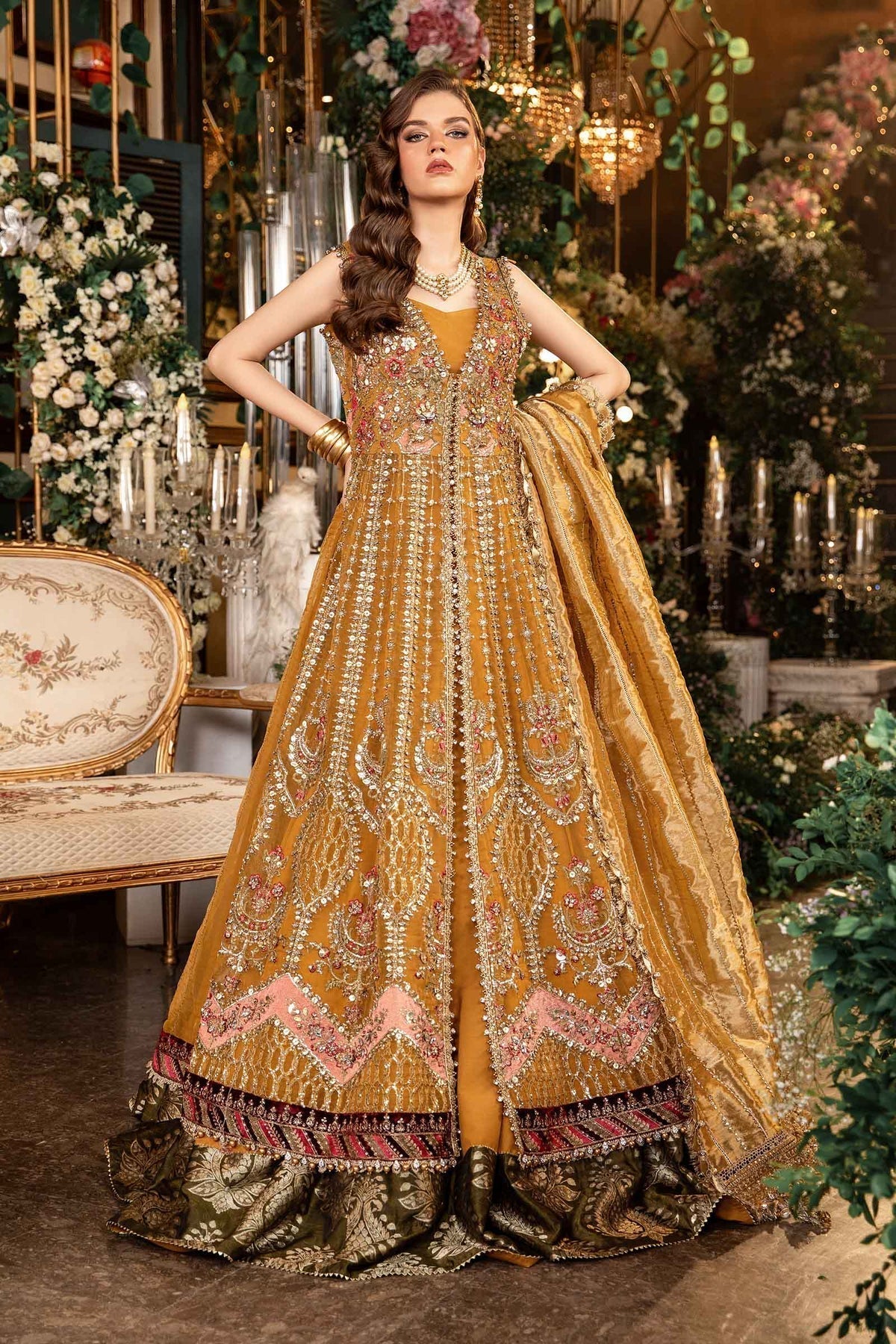 Maria B | Mbroidered Formals 24 | Organza Suit | BD-2907 - Designer Dress with Intricate embroidery and embellishments. Shop elegent wedding dress at Maria Faisal.