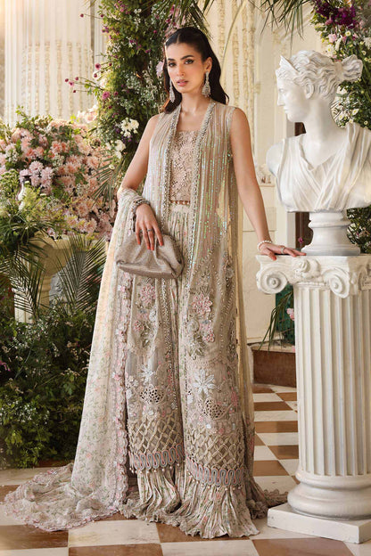 Maria b | Chiffon Formals 26 | MPC-26-107-Ivory Beige - Formal Dress - available at Maria Faisal in UK and USA.
