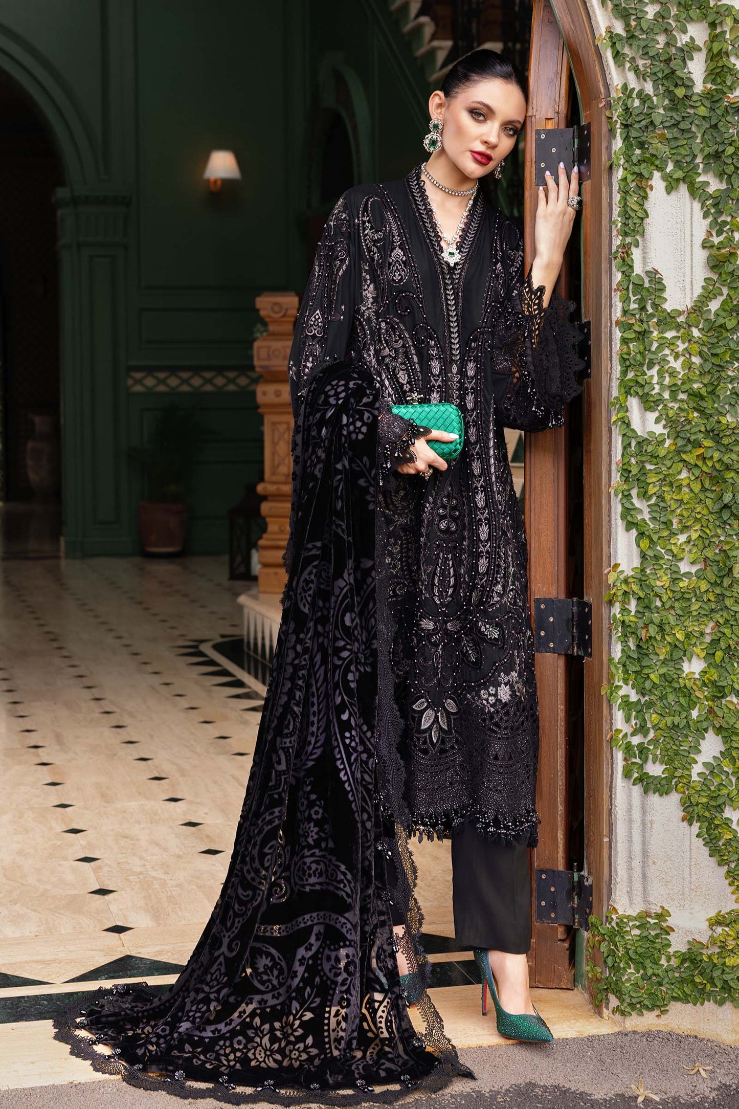 Maria B | Winter Luxe 25 | WL-1307 - Casual Dress - available at Maria Faisal in UK and USA.