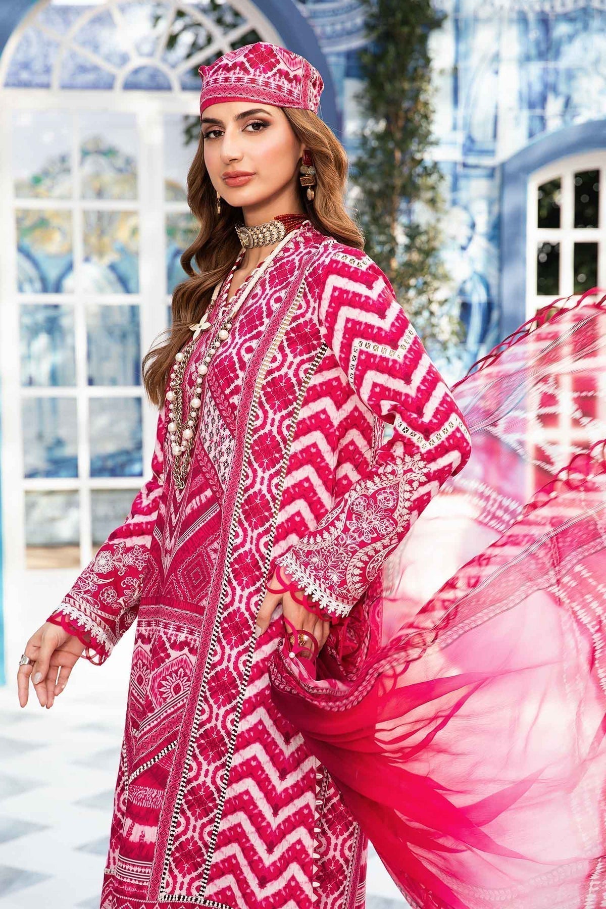 Maria.B | M Print Eid Edit | MPT-2208-A - Designer Dress with Intricate embroidery and embellishments. Shop elegent wedding dress at Maria Faisal.