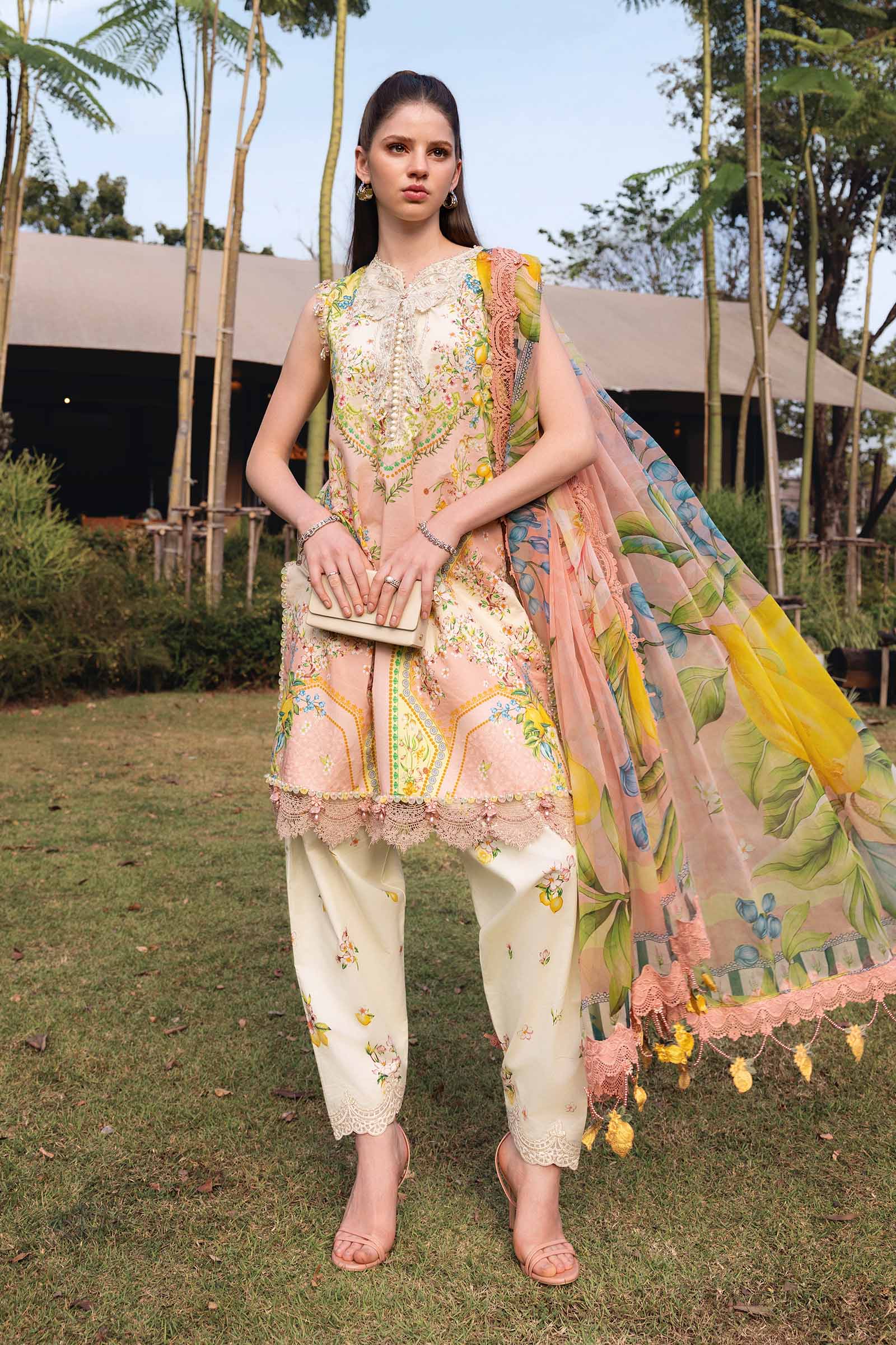 Yellow Lawn Shirt with Shalwar - Maria B | M Prints Eid'26 | MPT-2908-A - Ladies Clothes - Maria Faisal