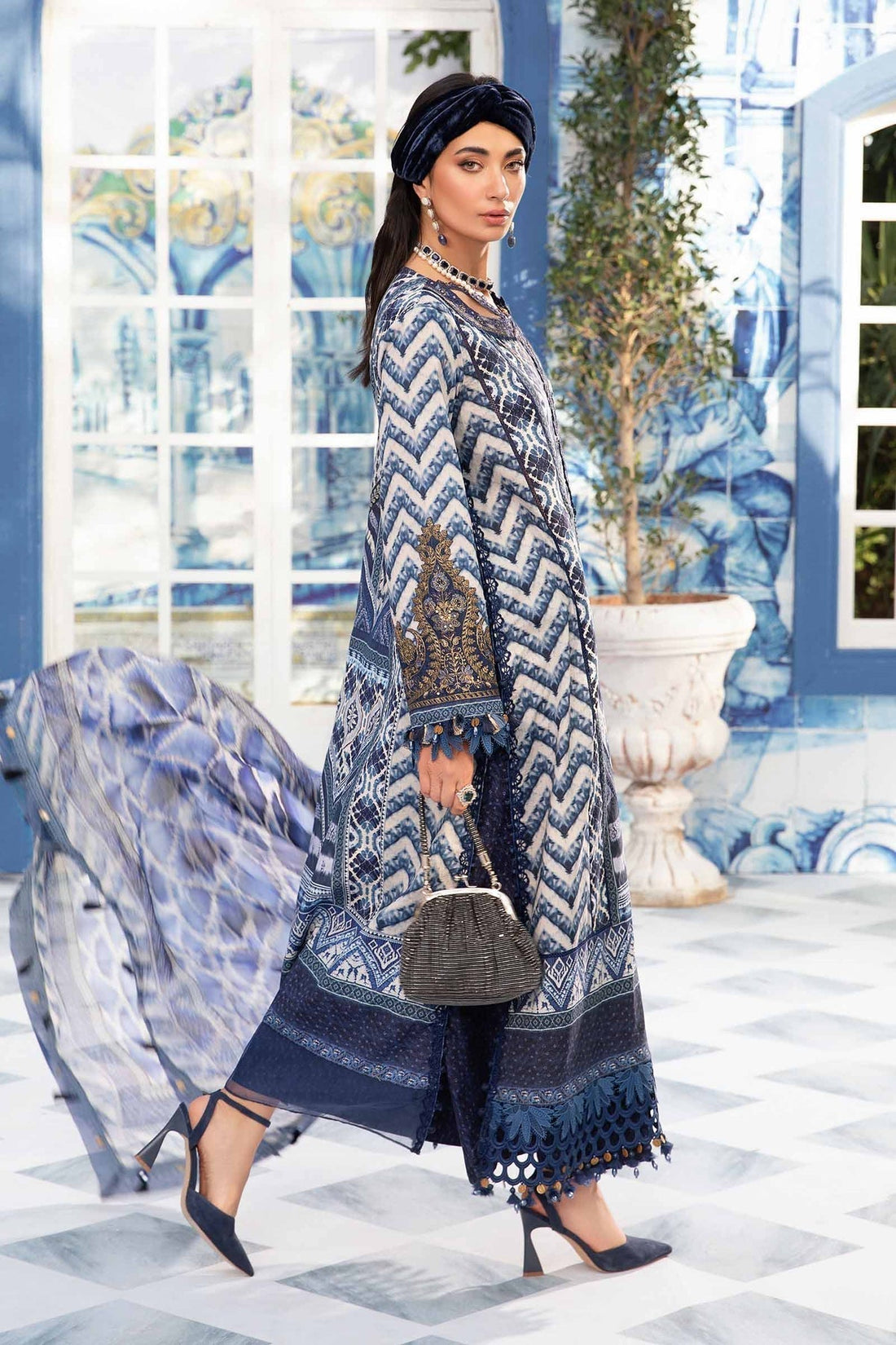 Maria.B | M Print Eid Edit | MPT-2208-B - Designer Dress with Intricate embroidery and embellishments. Shop elegent wedding dress at Maria Faisal.