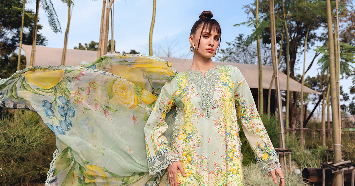 Pistachio Green Long Shirt with Plazo - Maria B | M Prints Eid'26 | MPT-2908-B - Ladies Clothes - Maria Faisal