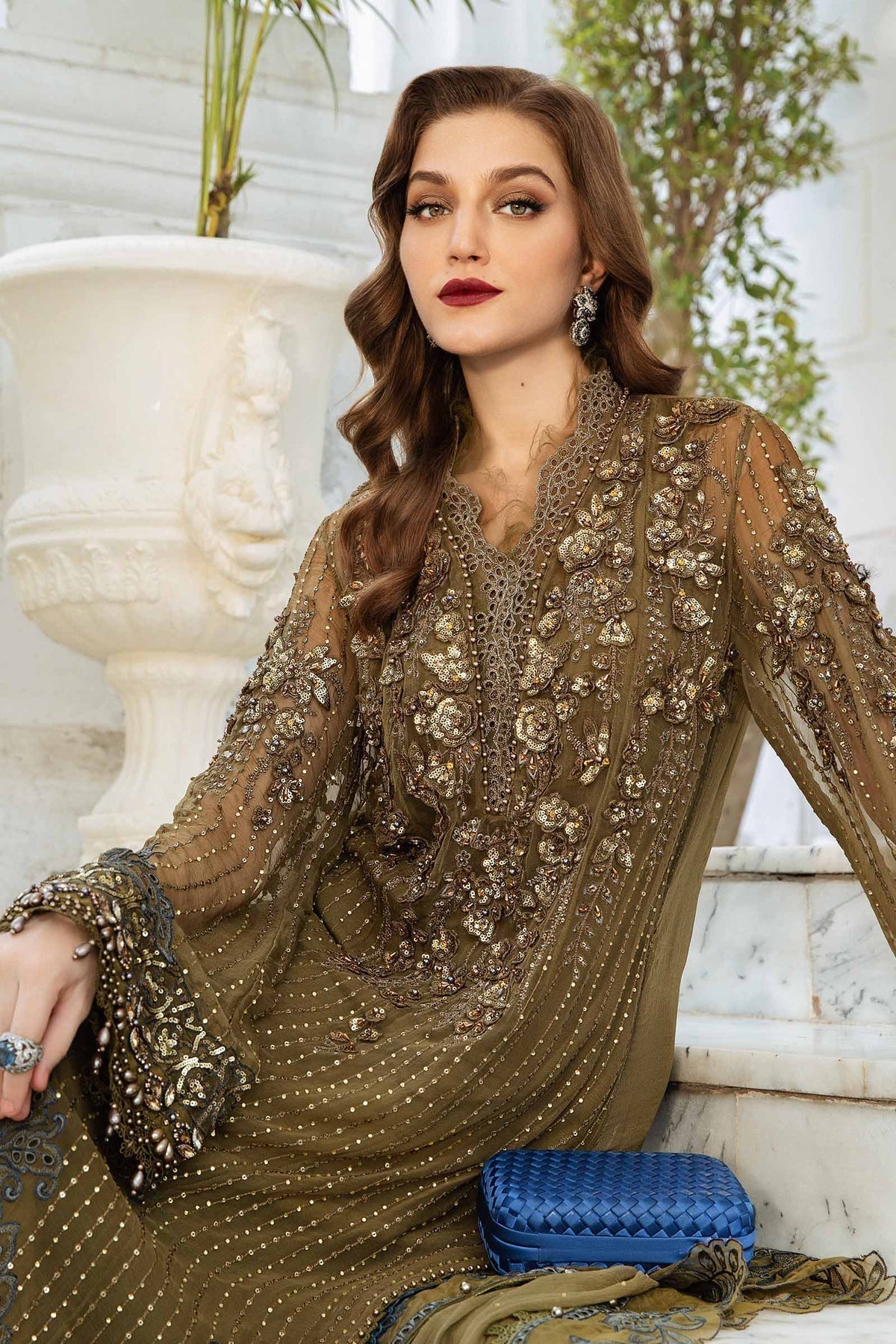 Maria B | Chiffon Formals 24 | Chiffon Suit | MPC-24-108 - Wedding Dress - Maria Faisal