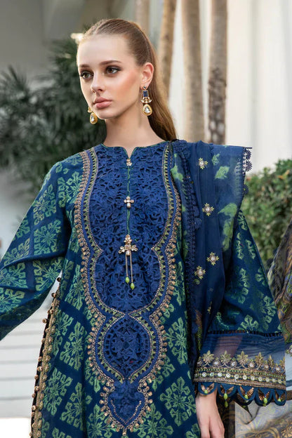 Maria B | Luxury Lawn | EL-23-08-Blue - Ladies Clothes - Maria Faisal
