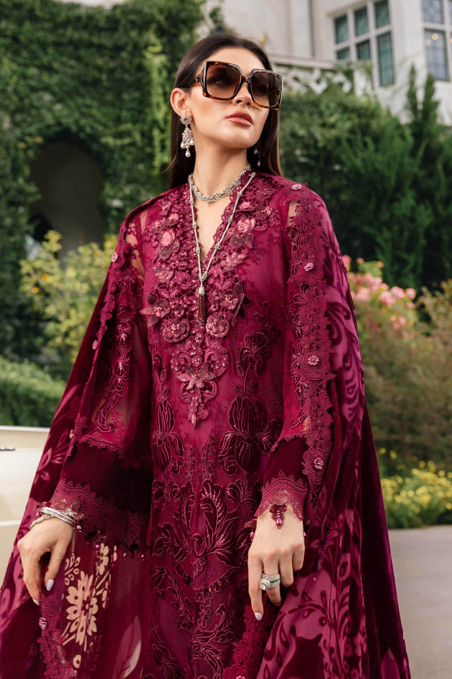 Maria B | Winter Luxe 25 | WL-1308 - Casual Dress - available at Maria Faisal in UK and USA.