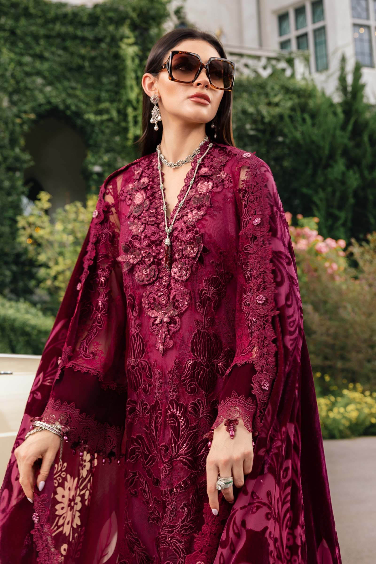 Maria B | Winter Luxe 25 | WL-1308 - Casual Dress - available at Maria Faisal in UK and USA.