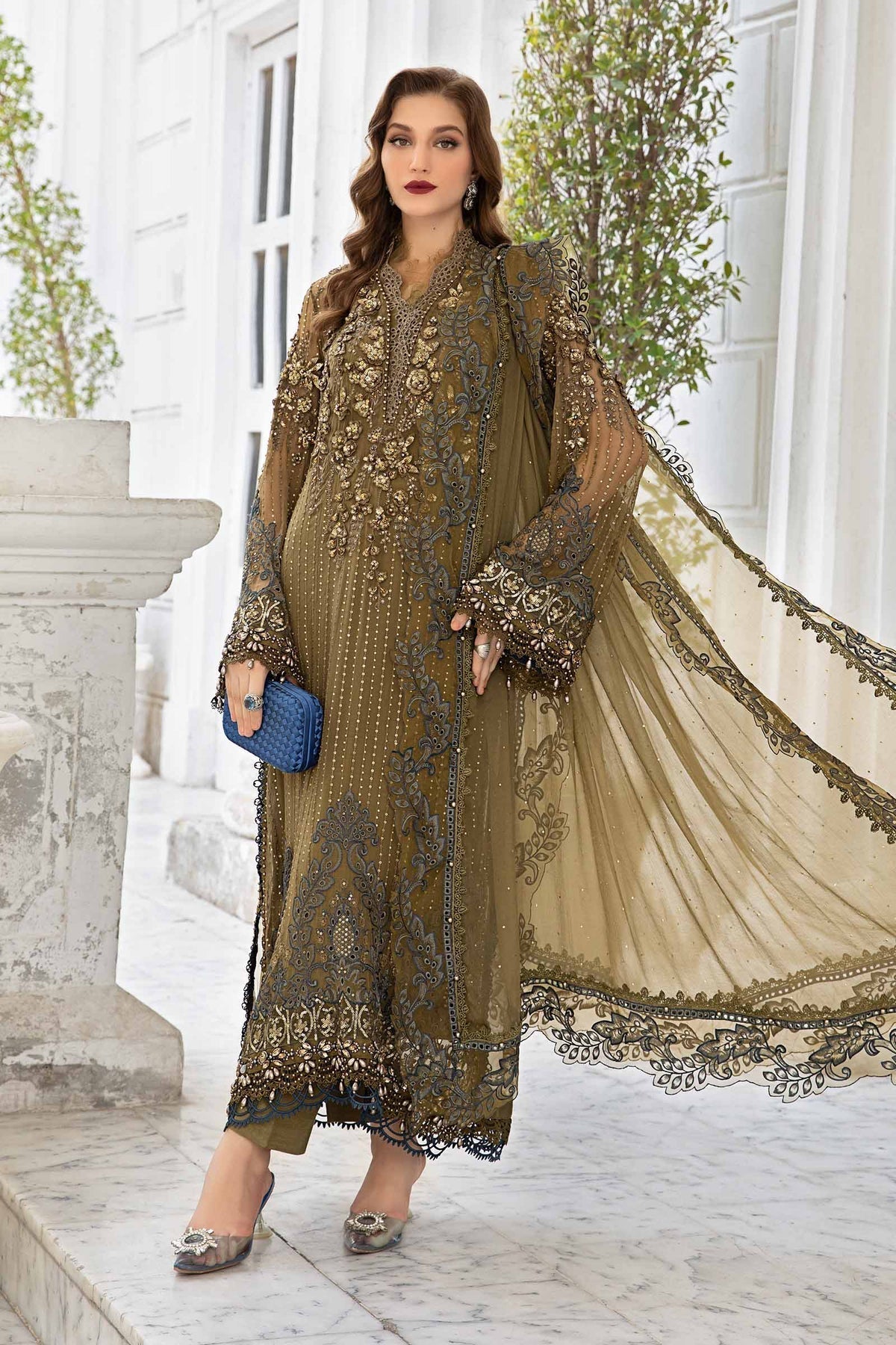 Maria B | Chiffon Formals 24 | Chiffon Suit | MPC-24-108 - Wedding Dress - Maria Faisal