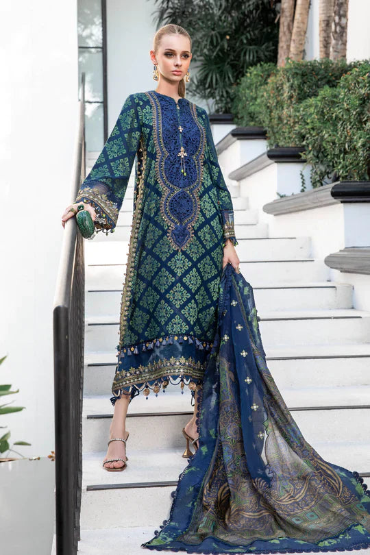 Maria B | Luxury Lawn | EL-23-08-Blue - Ladies Clothes - Maria Faisal