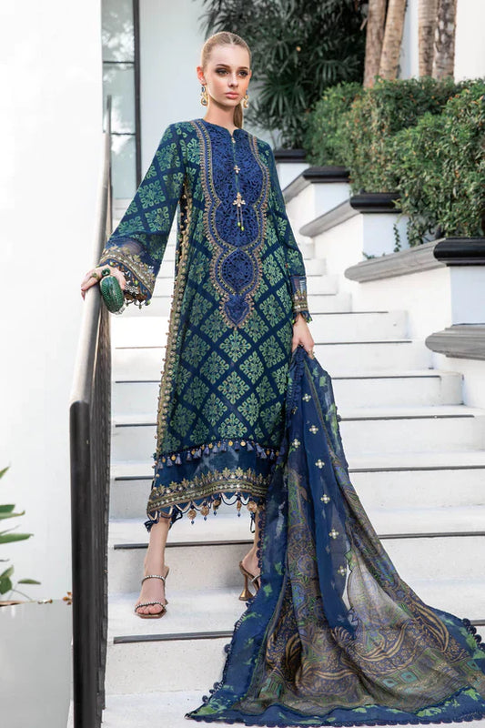 Maria B | Luxury Lawn | EL-23-08-Blue - Ladies Clothes - Maria Faisal