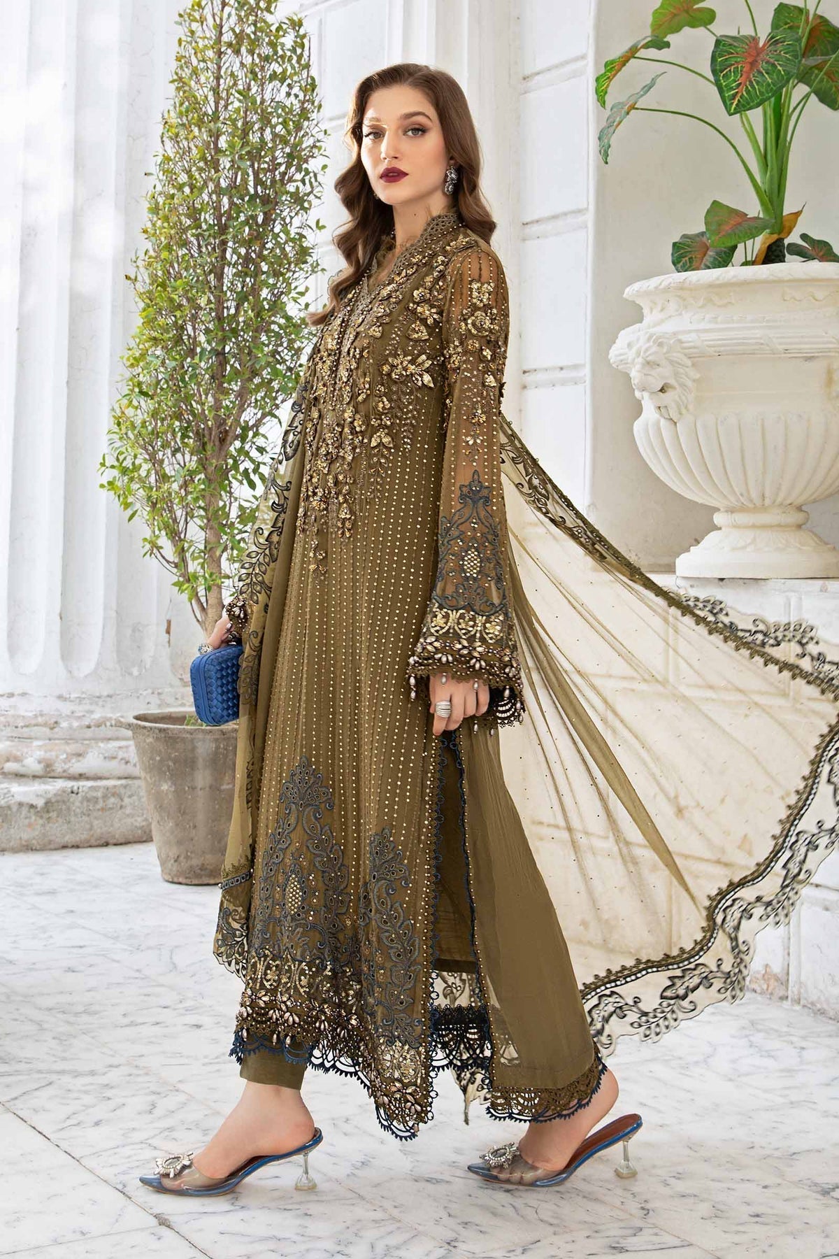 Maria B | Chiffon Formals 24 | Chiffon Suit | MPC-24-108 - Wedding Dress - Maria Faisal