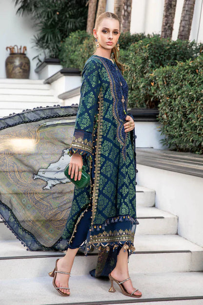 Maria B | Luxury Lawn | EL-23-08-Blue - Ladies Clothes - Maria Faisal