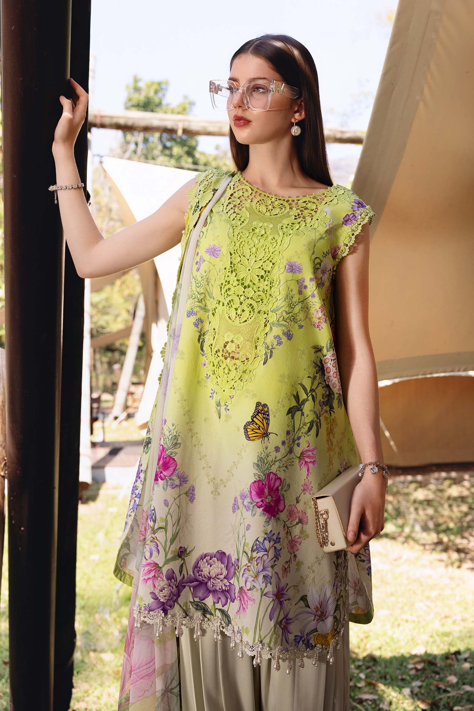 Green Short Shirt with Shalwar - Maria B | M Prints Eid'26 | MPT-2909-A - Ladies Clothes - Maria Faisal