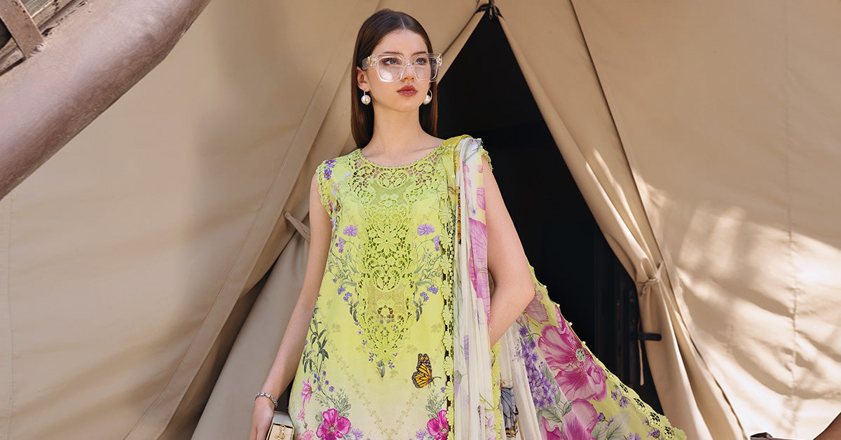 Green Short Shirt with Shalwar - Maria B | M Prints Eid'26 | MPT-2909-A - Ladies Clothes - Maria Faisal