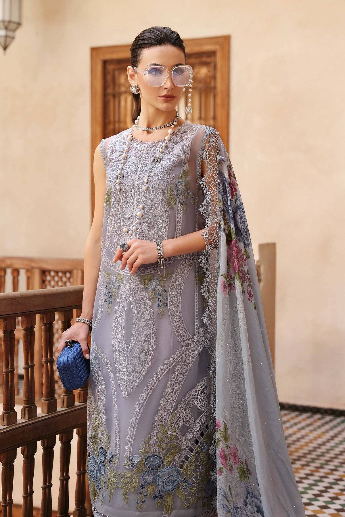 Maria B | Luxury Lawn 25 | D-2509-B by Maria Faisal - Registered Vendor of : Maria B - type : Ladies Clothes - 100% original wedding dresses