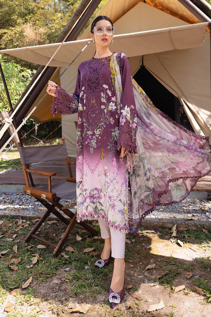 Plum Long Shirt with Pants - Maria B | M Prints Eid'26 | MPT-2909-B - Ladies Clothes - Maria Faisal