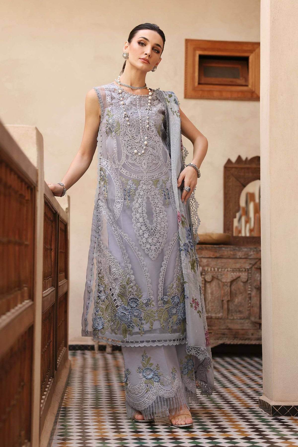 Maria B | Luxury Lawn 25 | D-2509-B by Maria Faisal - Registered Vendor of : Maria B - type : Ladies Clothes - 100% original wedding dresses