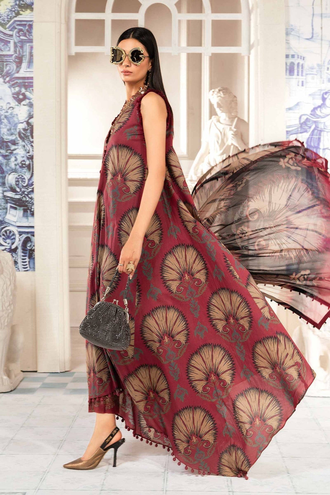 Maria.B | M Print Eid Edit | MPT-2209-B - Designer Dress with Intricate embroidery and embellishments. Shop elegent wedding dress at Maria Faisal.