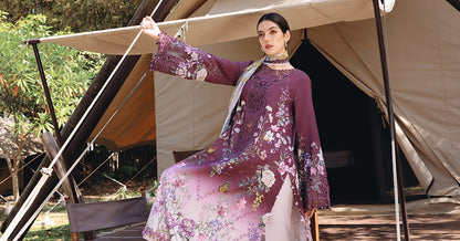 Plum Long Shirt with Pants - Maria B | M Prints Eid'26 | MPT-2909-B - Ladies Clothes - Maria Faisal