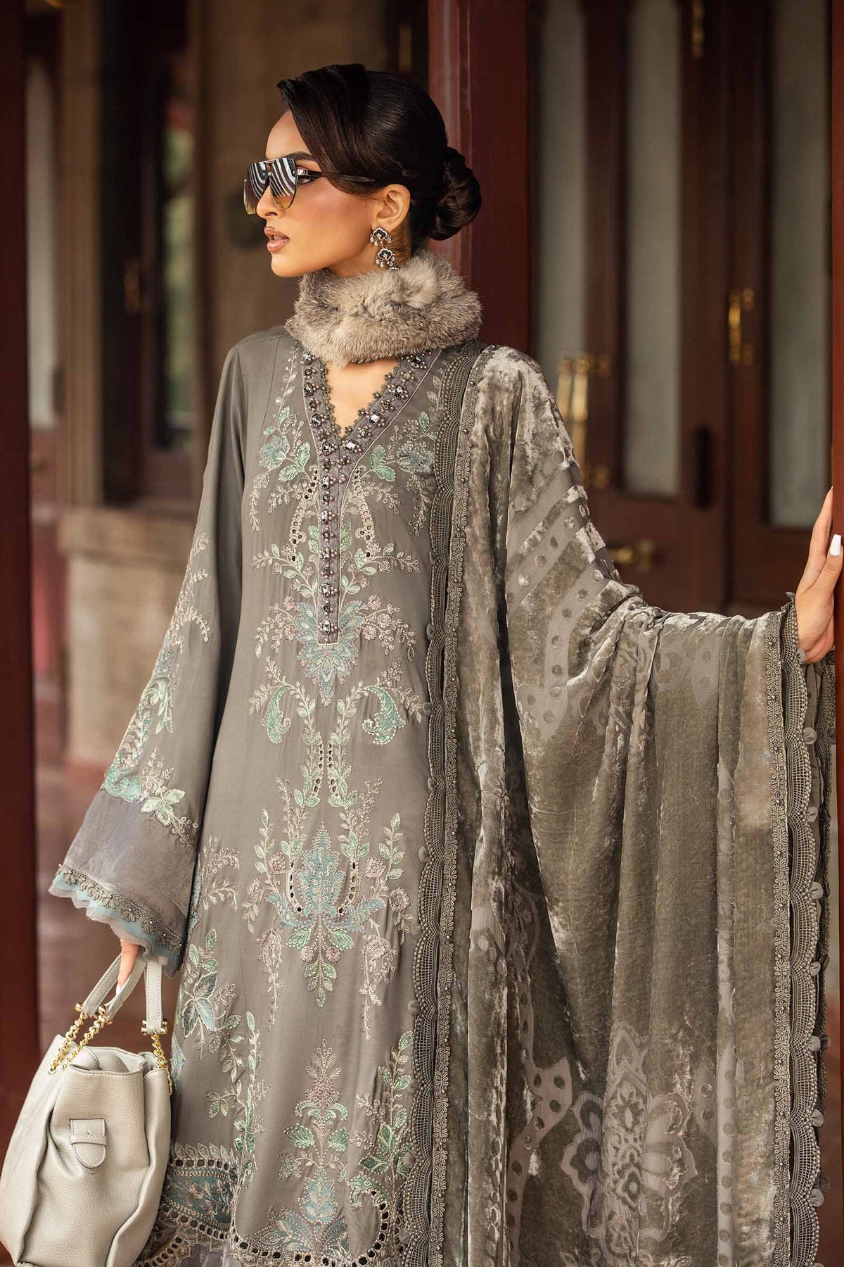 Maria B | Winter Luxe 24 | Velvet DL-1209 - Ladies Clothes - Maria Faisal