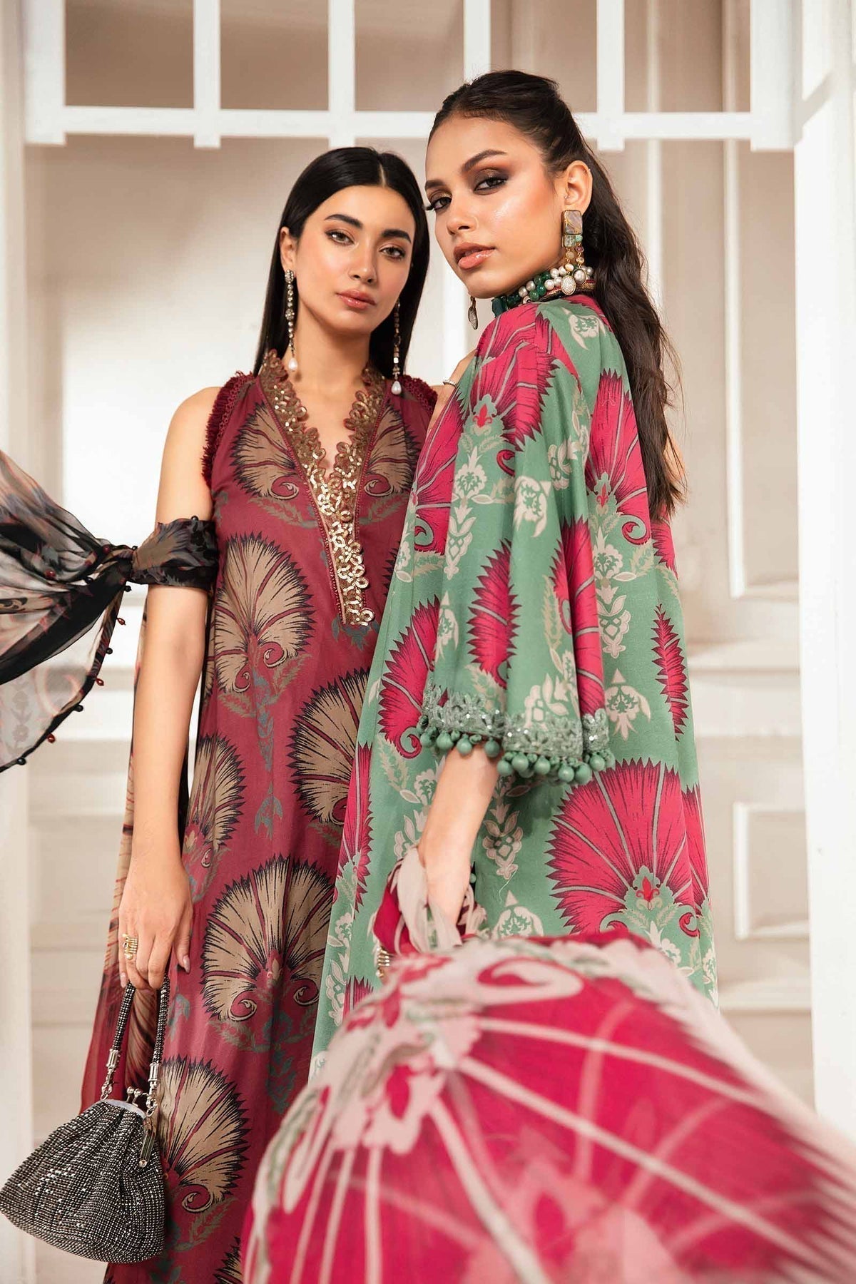 Maria.B | M Print Eid Edit | MPT-2209-A - Designer Dress with Intricate embroidery and embellishments. Shop elegent wedding dress at Maria Faisal.