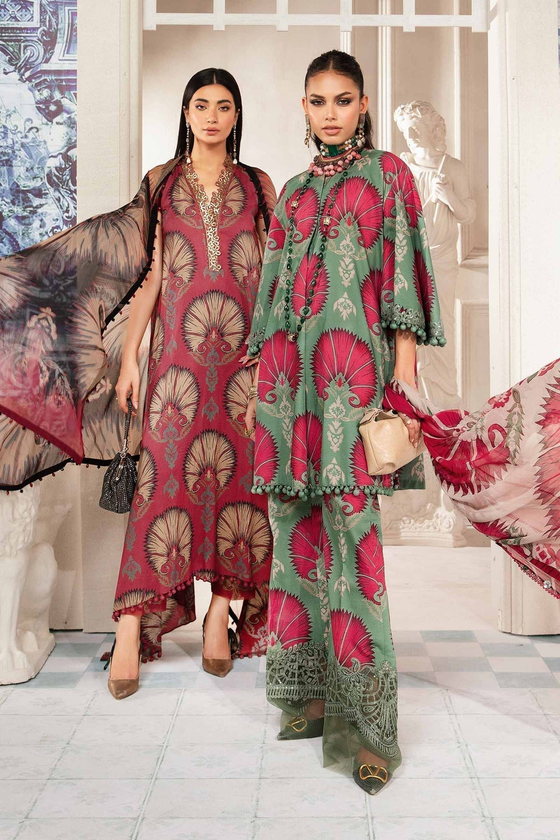 Maria.B | M Print Eid Edit | MPT-2209-A - Designer Dress with Intricate embroidery and embellishments. Shop elegent wedding dress at Maria Faisal.
