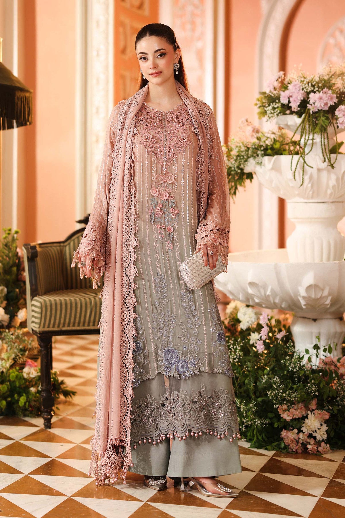 Maria B | Royale Tea Affair | MPC-26-202-Ombre Blossom - Formal Dress - available at Maria Faisal in UK and USA.