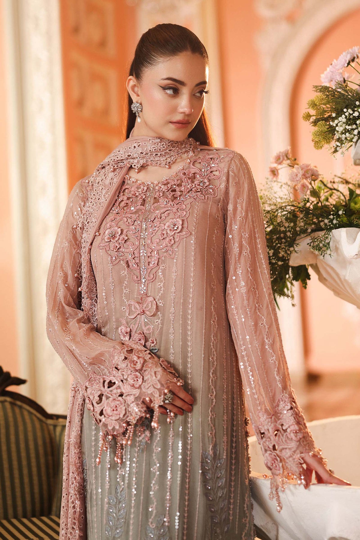 Maria B | Royale Tea Affair | MPC-26-202-Ombre Blossom - Formal Dress - available at Maria Faisal in UK and USA.