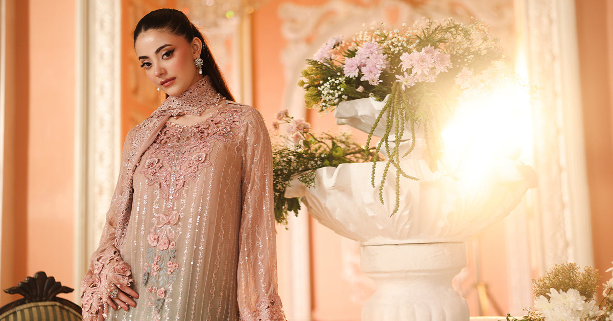 Maria B | Royale Tea Affair | MPC-26-202-Ombre Blossom - Formal Dress - available at Maria Faisal in UK and USA.
