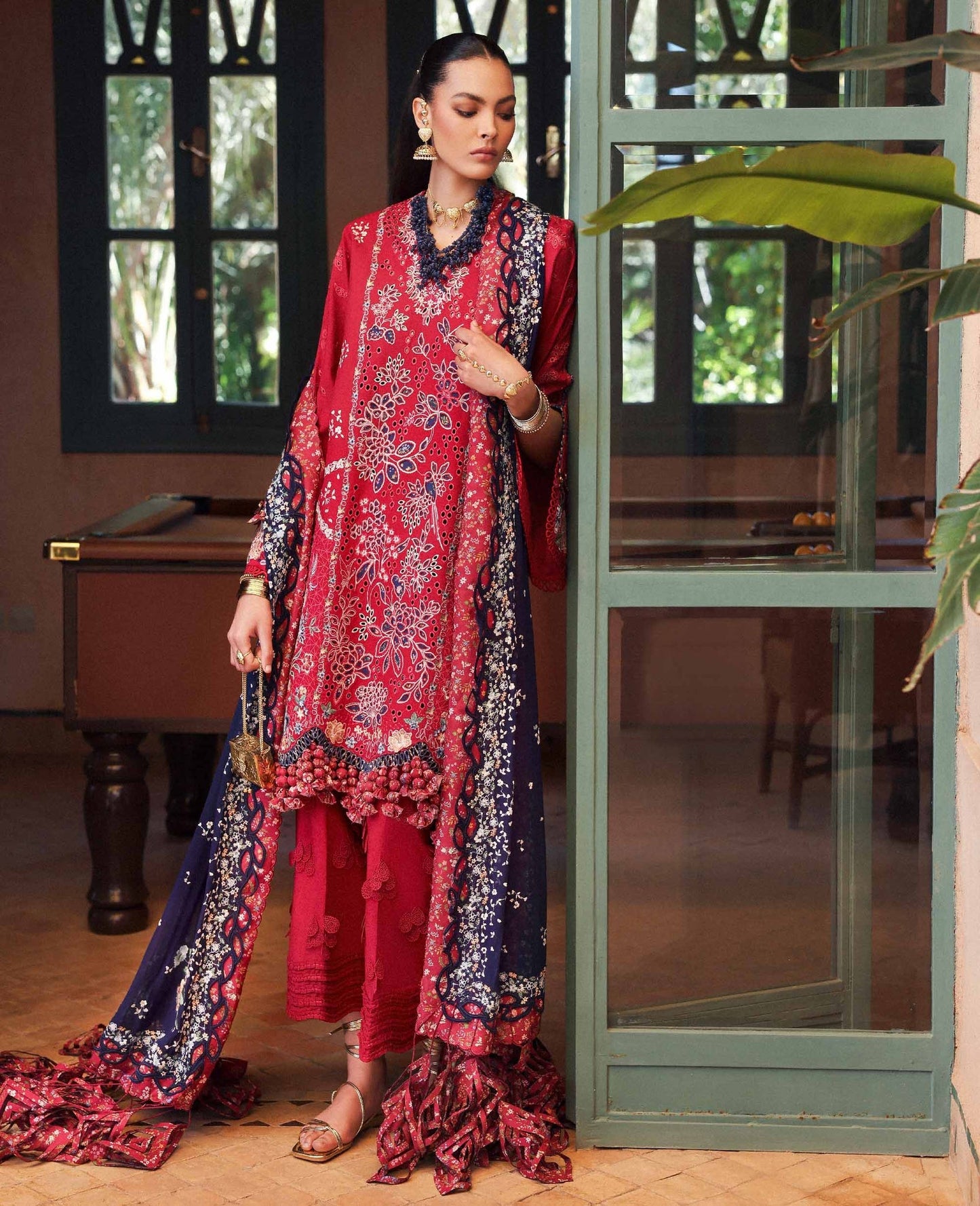 Republic Womenswear | Reine Luxury Lawn 26 | Belle Rosee - Dress - available at Maria Faisal in UK and USA.