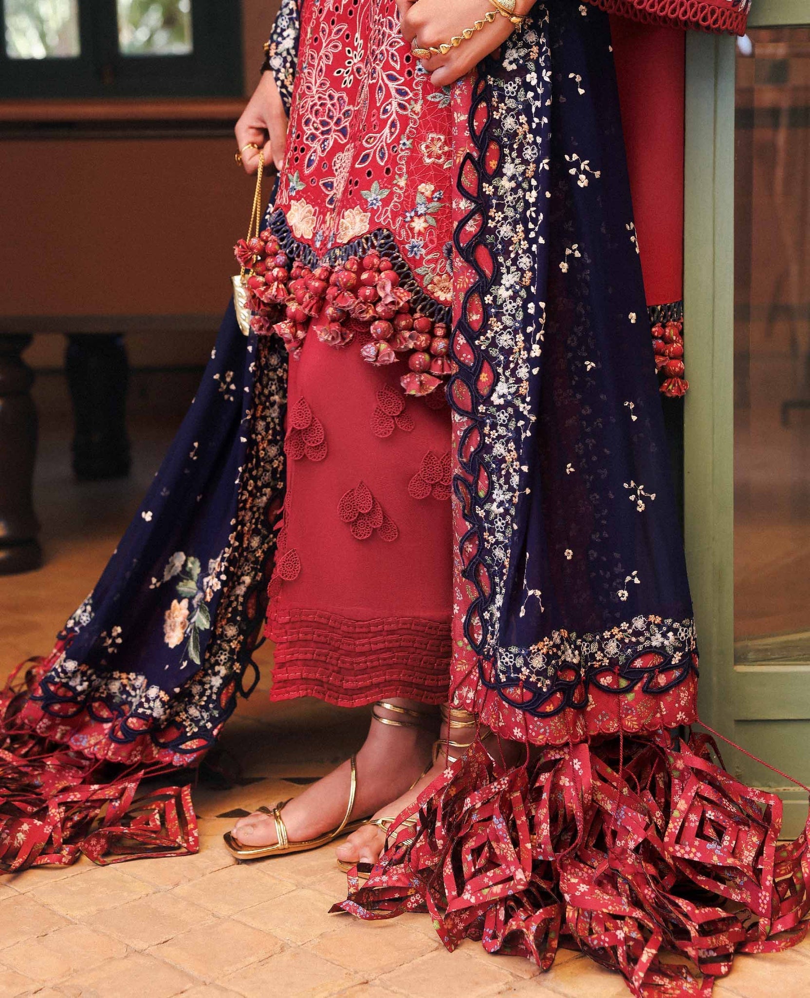 Republic Womenswear | Reine Luxury Lawn 26 | Belle Rosee - Dress - available at Maria Faisal in UK and USA.