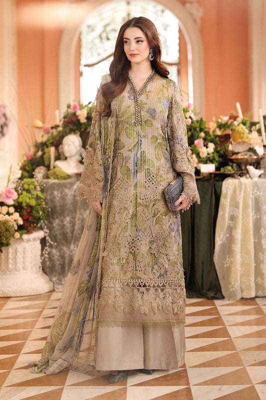 Maria B | Royale Tea Affair | MPC-26-203-Warm Beige - Formal Dress - available at Maria Faisal in UK and USA.