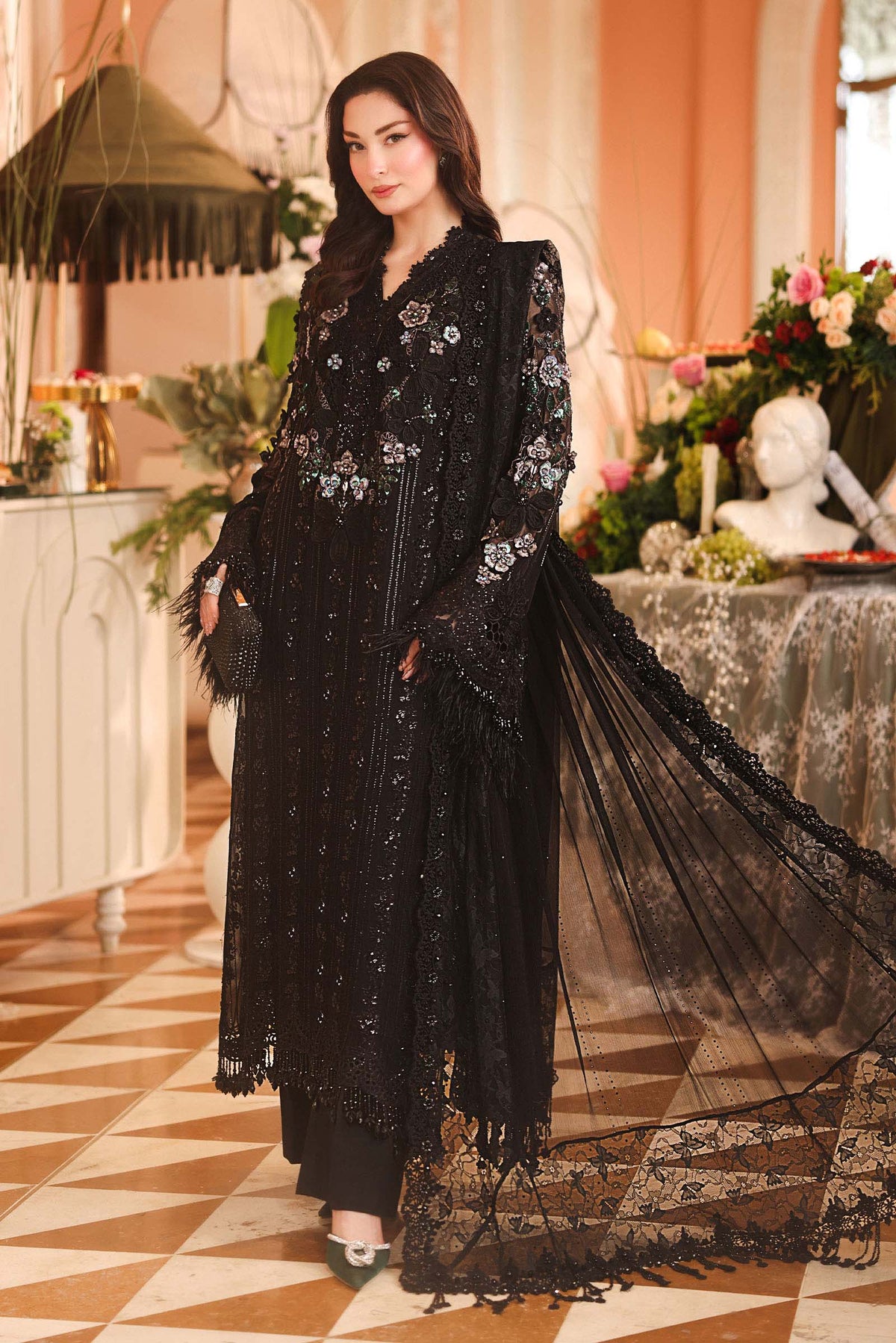Maria B | Royale Tea Affair | MPC-26-204-Black - Formal Dress - available at Maria Faisal in UK and USA.