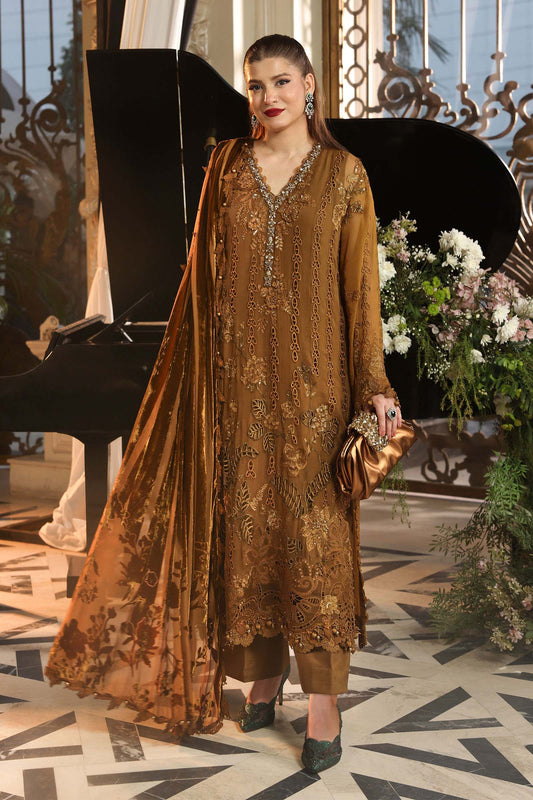 Maria B | Royale Tea Affair | MPC-26-205-Mustard - Formal Dress - available at Maria Faisal in UK and USA.
