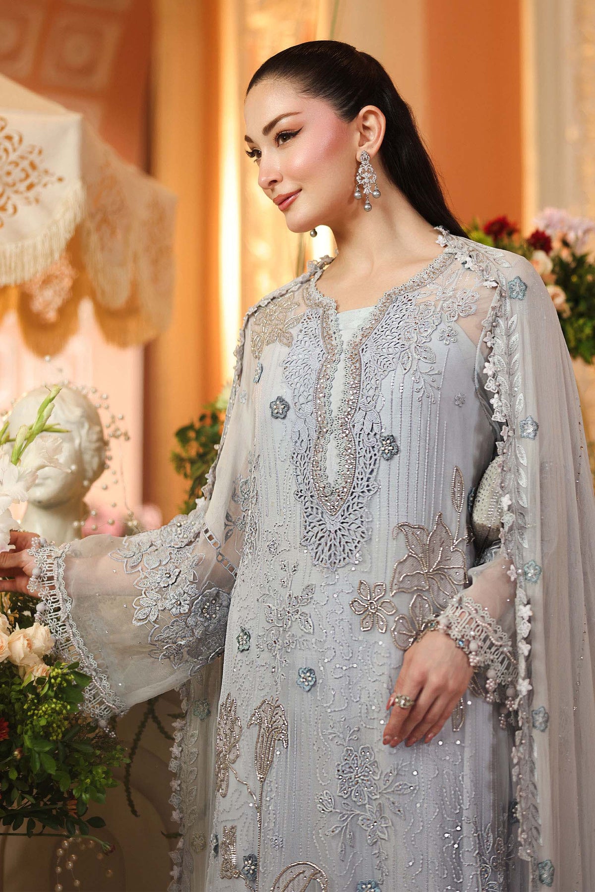 Maria B | Royale Tea Affair | MPC-26-206-Muted Blue - Formal Dress - available at Maria Faisal in UK and USA.