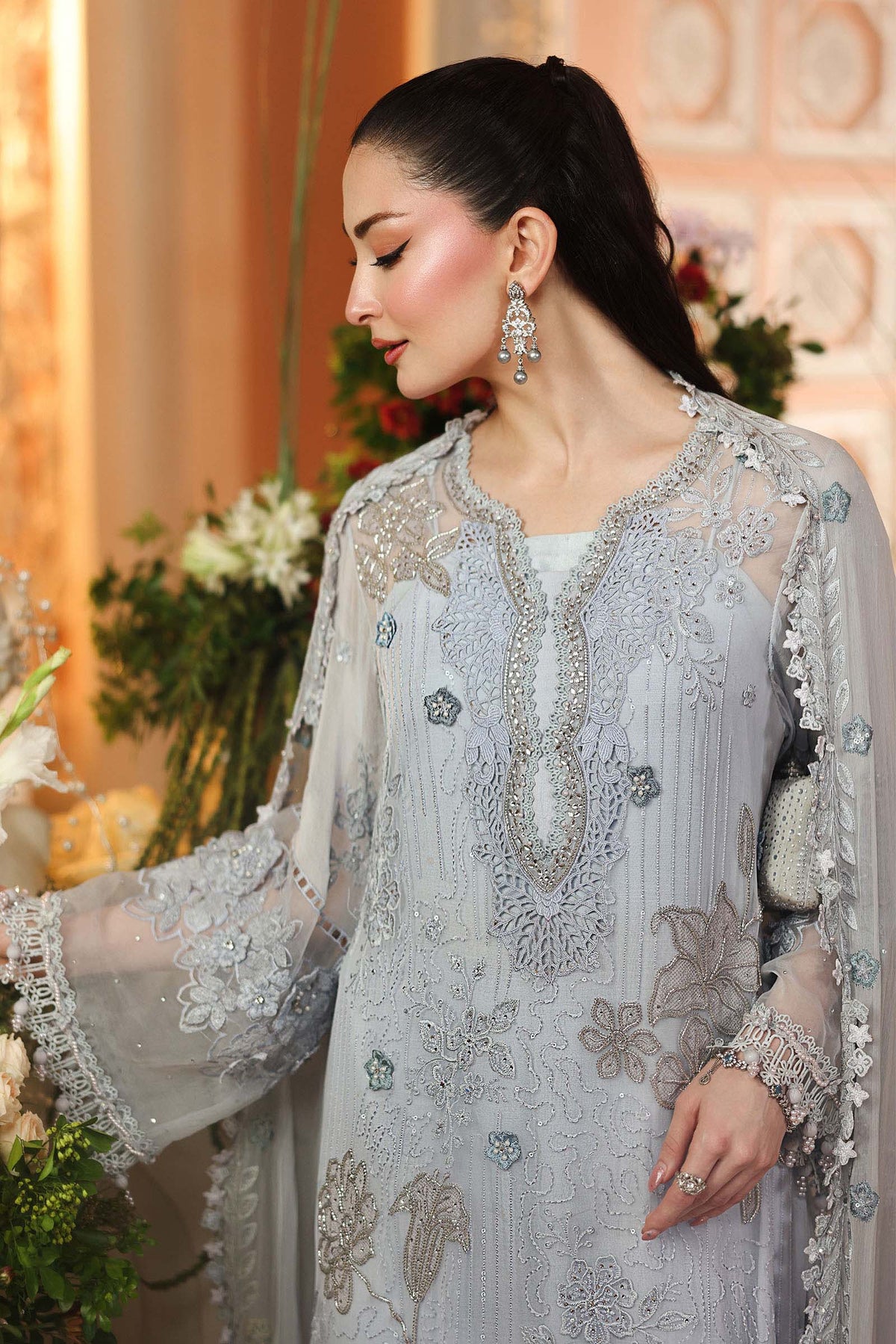 Maria B | Royale Tea Affair | MPC-26-206-Muted Blue - Formal Dress - available at Maria Faisal in UK and USA.