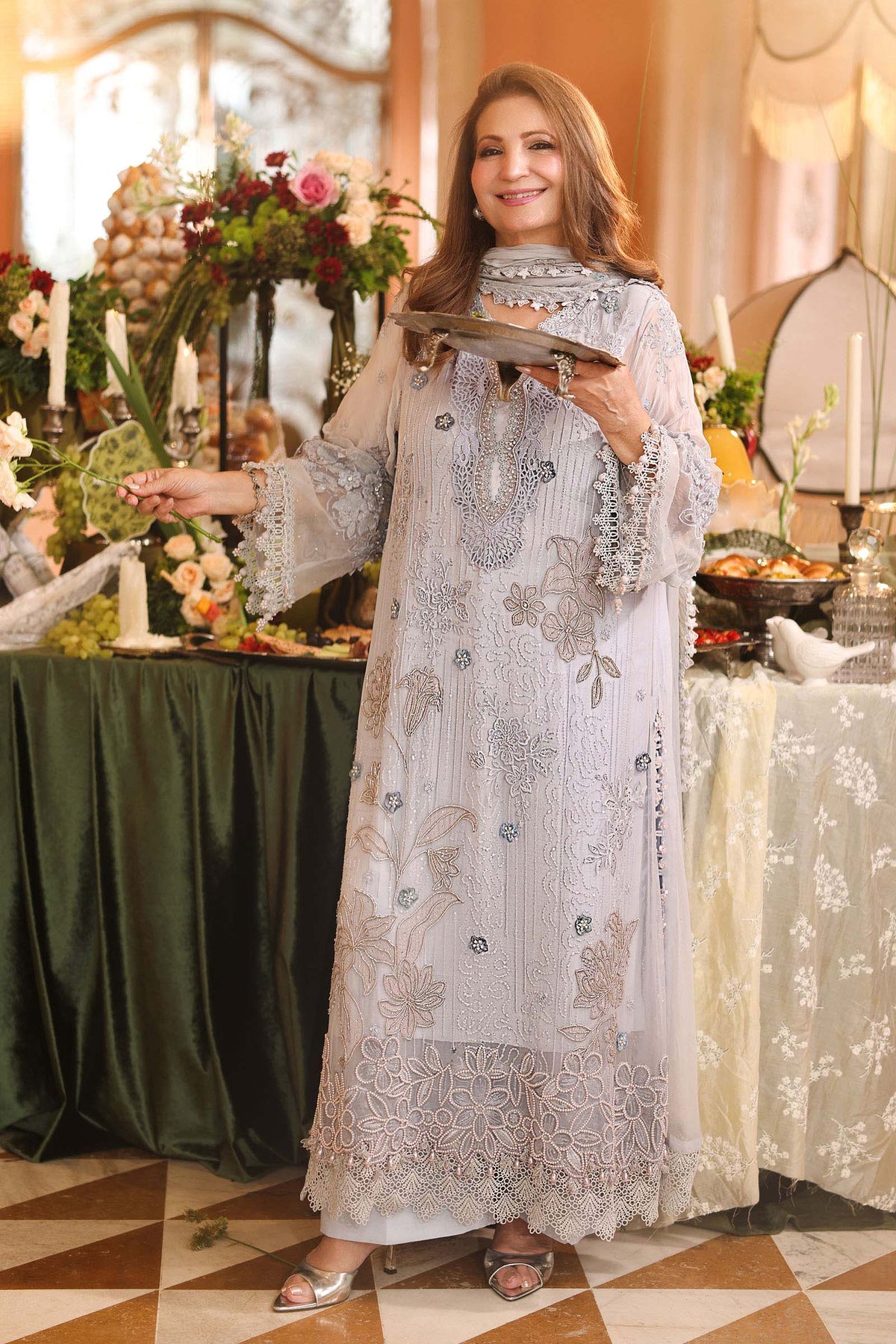 Maria B | Royale Tea Affair | MPC-26-206-Muted Blue - Formal Dress - available at Maria Faisal in UK and USA.