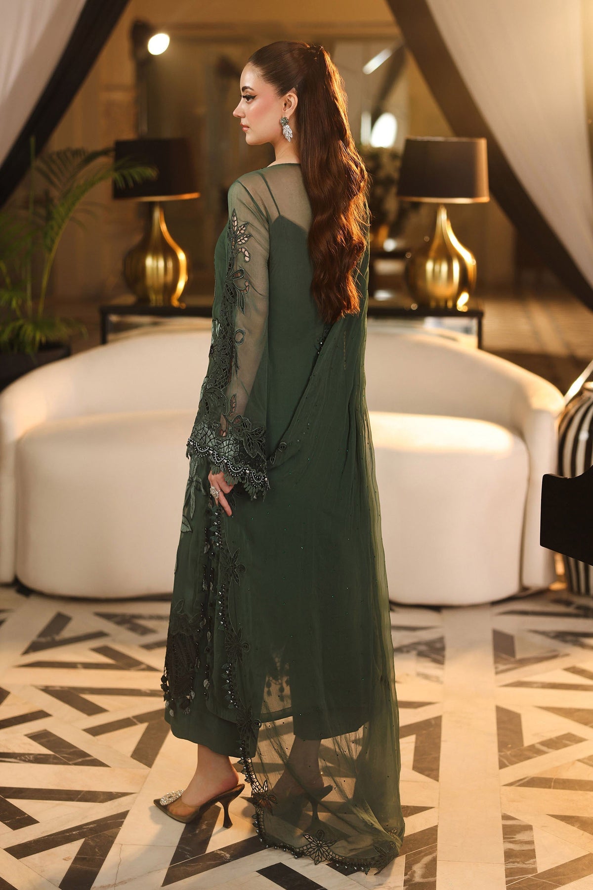 Maria B | Royale Tea Affair | MPC-26-207-Pine Green - Formal Dress - available at Maria Faisal in UK and USA.