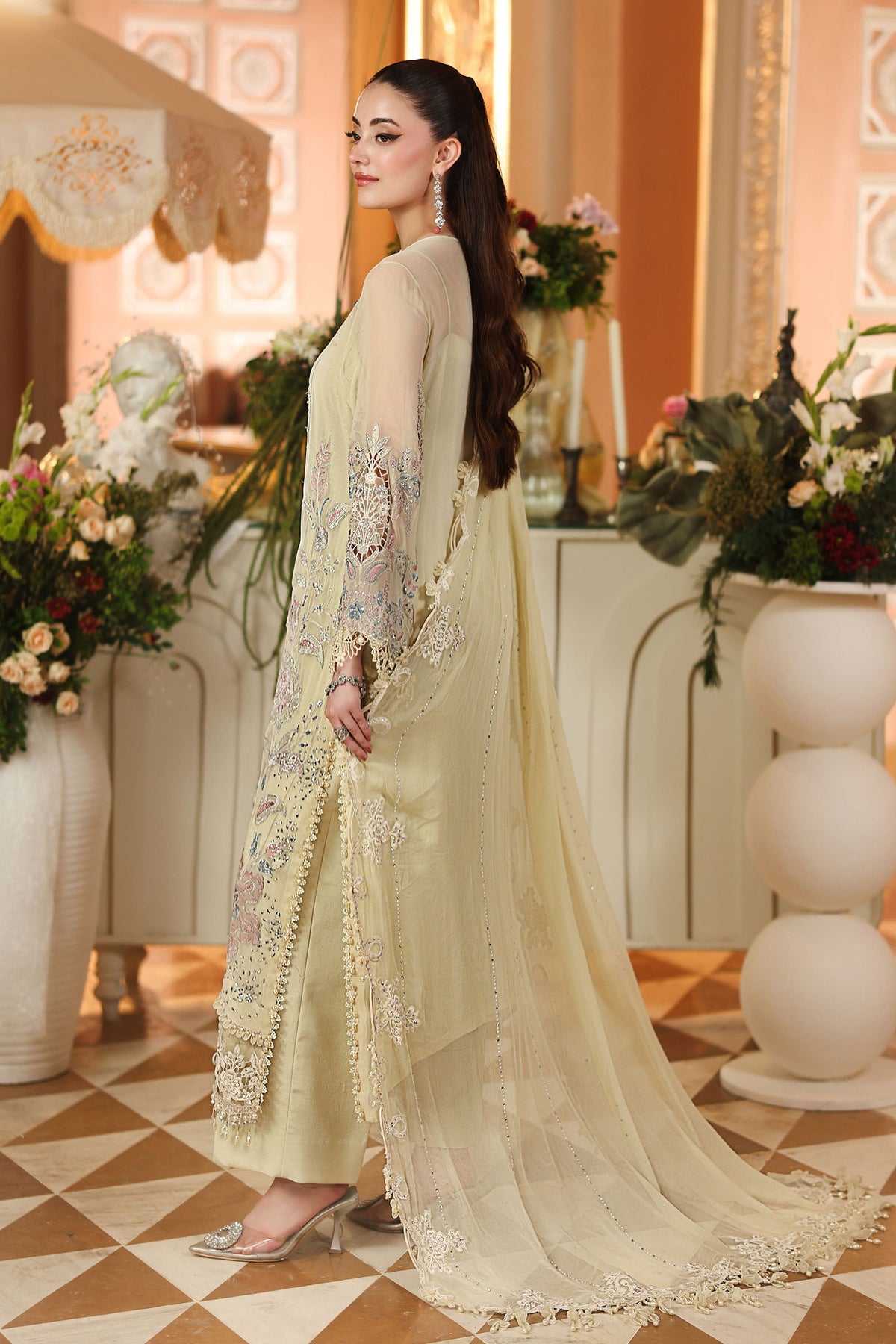 Maria B | Royale Tea Affair | MPC-26-208-Pastle Sunshine - Formal Dress - available at Maria Faisal in UK and USA.