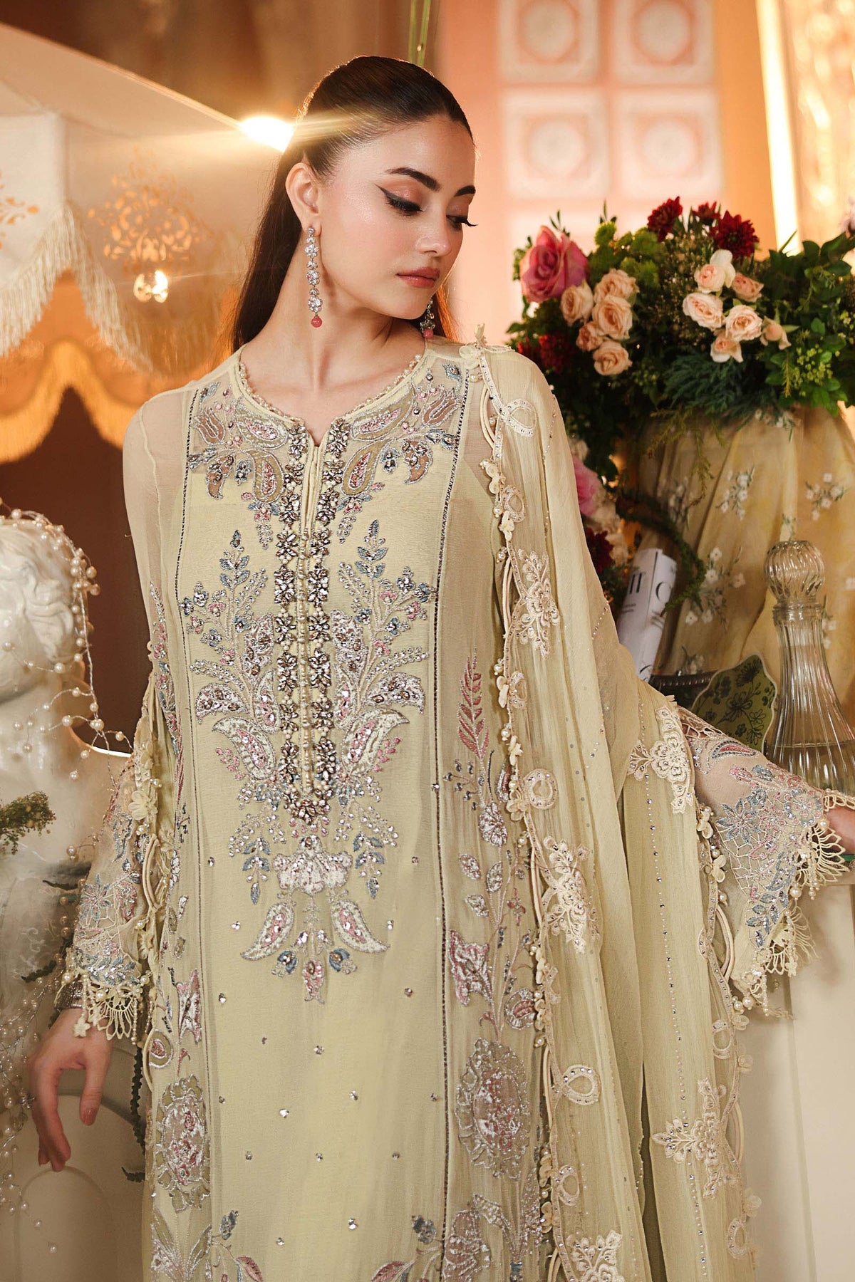 Maria B | Royale Tea Affair | MPC-26-208-Pastle Sunshine - Formal Dress - available at Maria Faisal in UK and USA.