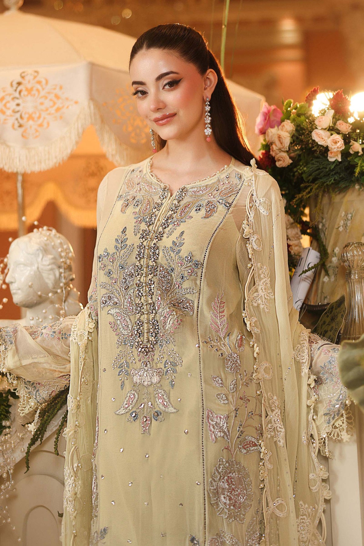 Maria B | Royale Tea Affair | MPC-26-208-Pastle Sunshine - Formal Dress - available at Maria Faisal in UK and USA.