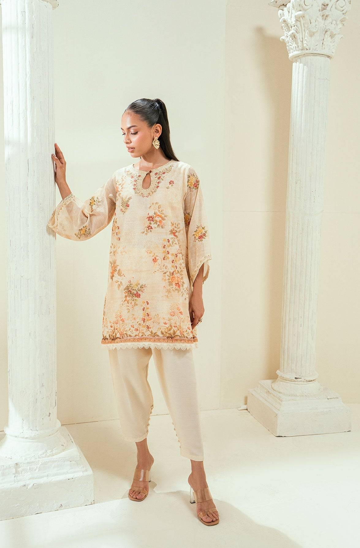 Dhanak | Signature Pret | SS24DA-2586 BEIGE by Maria Faisal - Registered Vendor of : Dhanak - type : Ladies Clothes - 100% original wedding dresses