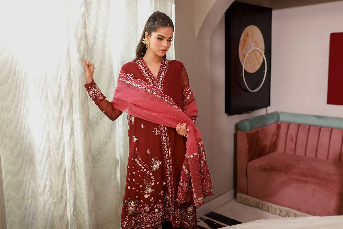 Dhanak | Chiffon Pret | SS25DA-2719 by Maria Faisal - Registered Vendor of : Dhanak - type : Ladies Clothes - 100% original wedding dresses