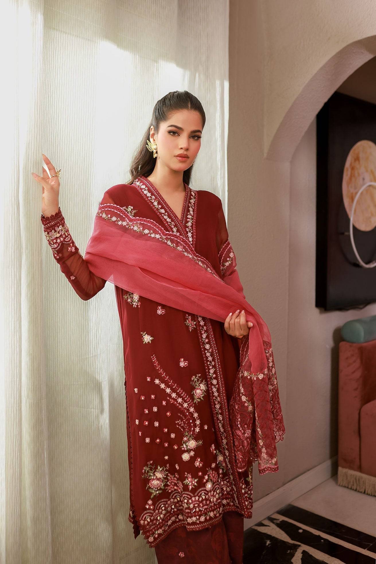 Dhanak | Chiffon Pret | SS25DA-2719 by Maria Faisal - Registered Vendor of : Dhanak - type : Ladies Clothes - 100% original wedding dresses